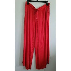 Coco Cabana Women's Asian Large Drk Orange Wide Leg Pants Pockets Tie Side Zip
